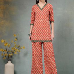 Anouk Rustic Women Ethnic Motifs Printed Regular Pure Cotton Kurti with Trousers-picture-42