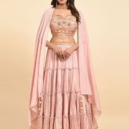 VANAKARA Embroidered Mirror Work Ready to Wear Lehenga & Blouse With Dupatta-image-29