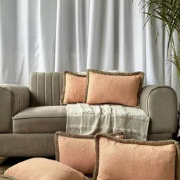 EXPORT HOUSE Pink & Gold-Toned 5 Pieces Rectangle Cotton Cushion Covers-28