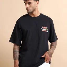 MORSE CODE Typography Printed Drop-Shoulder Sleeves Pure Cotton Oversized T-shirt-89