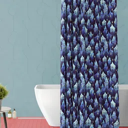 ArtzFolio Navy Blue & White Abstract Printed Waterproof Shower Curtain-7