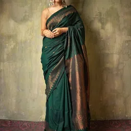 SHOP DROP Ethnic Motifs Woven Design Pure Silk Banarasi Saree-picture-32