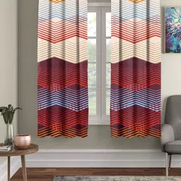 RRC Maroon & Beige Set of 2 Geometric Window image 1