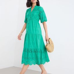Styli Embroidered Puff Sleeve A-Line Midi Dress-image-61