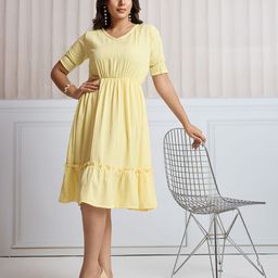 CLOTHING CLOSET Women Puff Sleeve Fit & Flare Dress-image-90