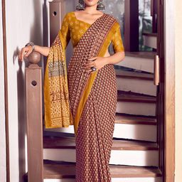 Ishin Floral Printed Saree With Unstichted Blouse Piece-image-75