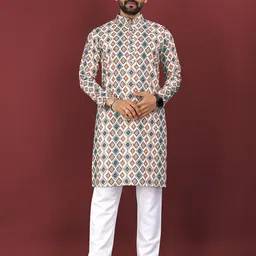 CHARLOTTE GRACIOUS Men Ethnic Motifs Printed Festive Straight Kurta-picture-44