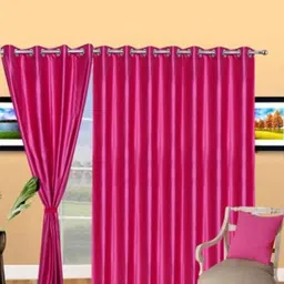 151 cm (5 ft) Polyester Semi Transparent Window Curtain (Pack Of 3) (Plain, Darkpink)-image-96