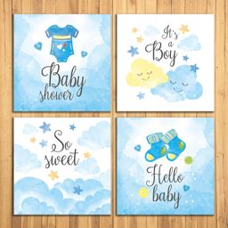 Wens It's Baby Boy Sparkle Laminated Wall Panels Set of 4 - Blue & Yellow-image-35