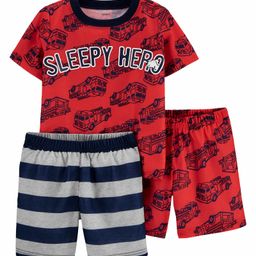 Carter's 3-Piece Firetruck Polyester Night Suit - Red-image-4