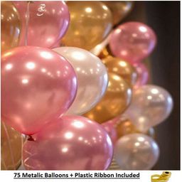 Shopperskart Metallic Balloons Pink Silver Golden - Pack of 75-image-8