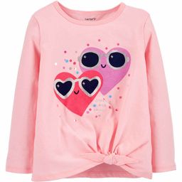 Carter's Glitter Hearts Tie-Front Jersey Tee - Pink-image-12