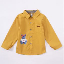 Kookie Kids Full Sleeves Shirt Teddy Print - Yellow-image-57