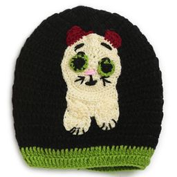 MayRa Knits Animal Design Crochet Cap - Black-image-3