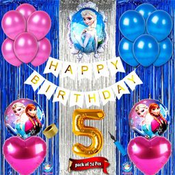 Shopperskart Frozen Themed 5th Birthday Decoration Combo - Pack of 74-image-76