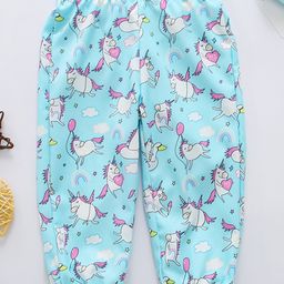 Kookie Kids Full Length Lounge Pant Unicorn Print - Blue-image-14