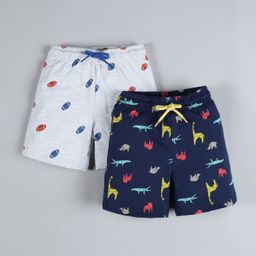 Plum Tree Pack Of 2 Animals Print Shorts - Navy Blue & Grey-image-60