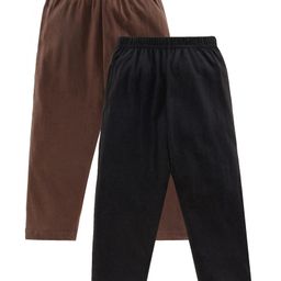 Kiddopanti Pack Of 2 Full Length Solid Pajamas - Black & Brown-image-27
