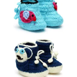 MayRa Knits Pack Of 2 Pair Of Animal Design Booties - Blue-picture-28