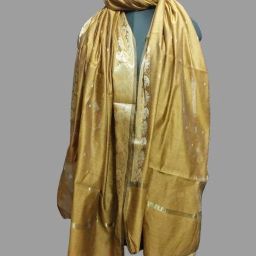 Art Silk Woven, Self Design Gold Women Dupatta-image-5