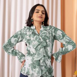 Tilton Women Floral Printed Mandarin Collar Regular Fit Top-image-82