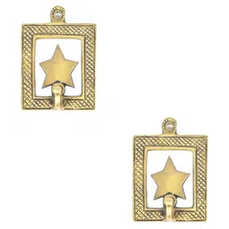 IndianShelf Gold-Toned 2 Pieces Brass Star Wall Mounted Hooks-13