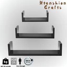 Xtenshion Crafts 3 Piece Black Wooden Shelf-8