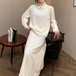 Alamode By Akanksha Off White Cassidy Winter Co-Ord Set - Set of Sweater And Skirt-picture-24