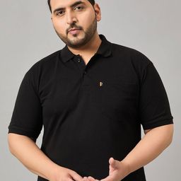 NYKER Men Plus Size Solid Polo Collar Cotton T-shirt-image-83