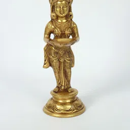 Exotic India Gold Toned Brass Deepalakshmi Diya-picture-31