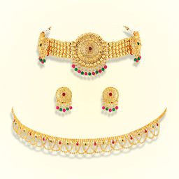 Peora Gold-Plated Stone-Studded Jewellery Set-image-20