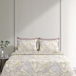 Myntra Elegant Homes Yellow & Grey 250 TC King Bedsheet with 2 Pillow Covers-image-18