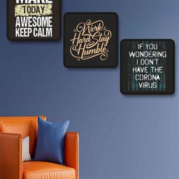 Myntra Elegant Homes Black & White 3 Pieces Motivational Quotes Wood Wall Art-image-62