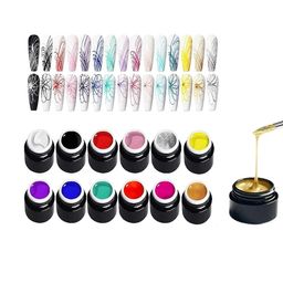 MAPPERZ Set Of 12 Nail Designs Spider Wire Drawing Gel Paint Colors-46