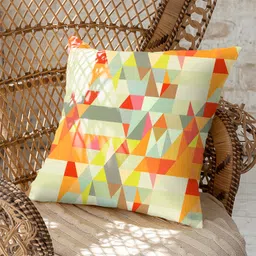 CASABLEU Orange & Beige 2 Pieces Abstract Square Cushion Covers-15