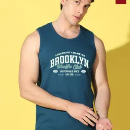 WOOSTRO Pack Of 2 Printed Combed Cotton Gym Vests VWS26(BKLN PEACOCK)(PLAIN MAROON)-image-55