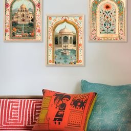 Kotart Blue & Beige 3 Pieces Wooden Floral and Botanical Wall Arts-picture-11