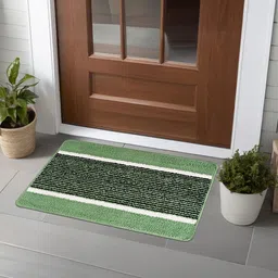 Kuber Industries 6-Pcs Yellow & Green Striped Anti- Skid Doormats-26