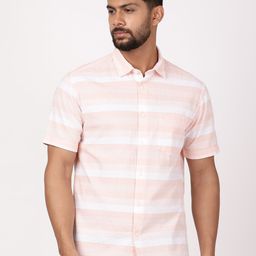 Indian Terrain Striped Spread Collar Short Sleeves Regular Fit Cotton Casual Shirt-picture-26