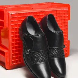 WAVE WALKER Textured Formal Monk Shoes-image-59