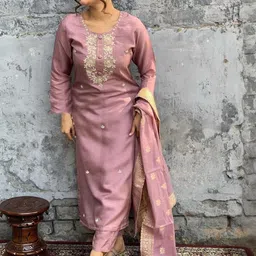 SZN Women Pink Chanderi Silk Kurta Sets-picture-15