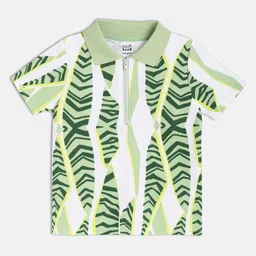 MINI KLUB Boys Abstract Printed Polo Collar Pure Cotton T-shirt-image-92