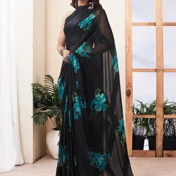 KALINI Floral Printed Pure Georgette Muga Saree-picture-17