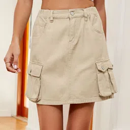 StyleCast Denim Above Knee A-Line Skirt-image-90