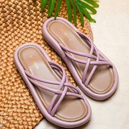 CORSICA Women PVC Striped Open Toe Casual Flats-image-53