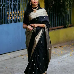 VILLE FASHION Ethnic Motifs Woven Design Zari Kanjeevaram Saree-picture-23