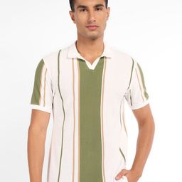 Peregrine by Pantaloons Striped Polo Collar Slim Fit T-shirt-picture-29