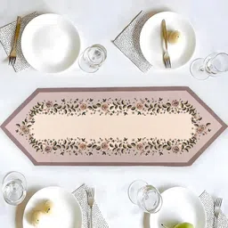 Aura Cream-Colored & Green Printed Cotton Table Runner-31