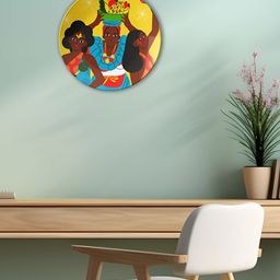 THE QUIRKY HOME Yellow & Blue Printed Ceramic Lightweight Decorative Wall Plate-7