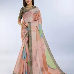 PAMPER YOURSELF Geometric Print Tissue Saree-picture-42